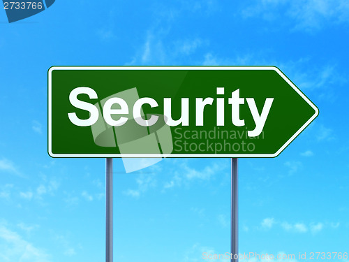 Image of Protection concept: Security on road sign background