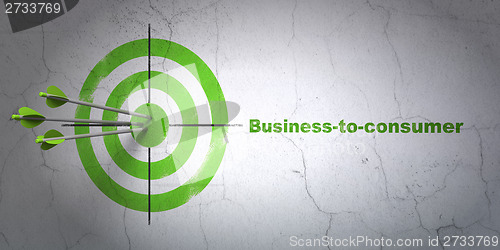 Image of Business concept: target and Business-to-consumer on wall