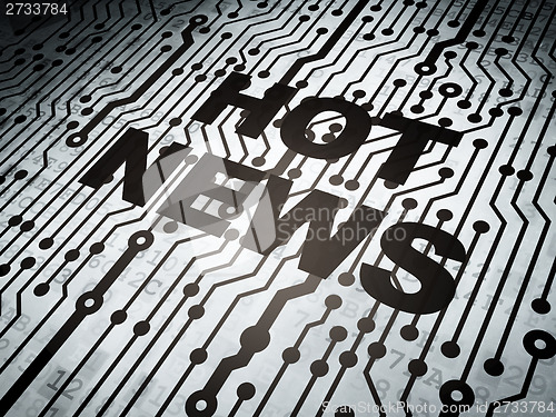 Image of News concept: circuit board with Hot News