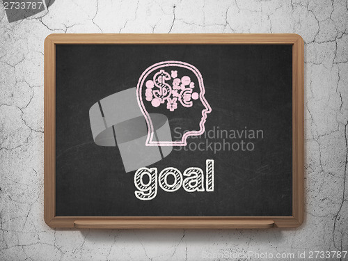 Image of Advertising concept: Head With Finance Symbol and Goal