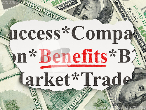 Image of Business concept: Benefits on Money background