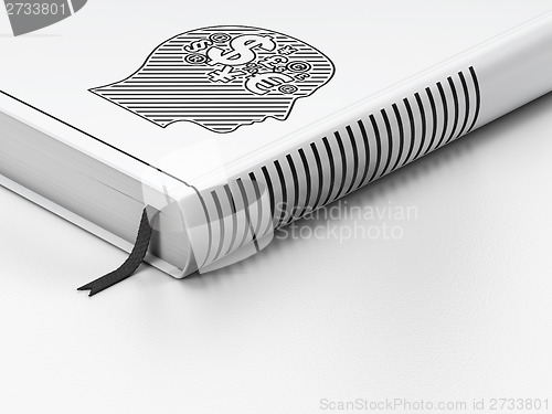 Image of Business concept: closed book, Head With Finance Symbol