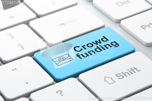 Image of Business finance concept: Email and Crowd Funding on keyboard