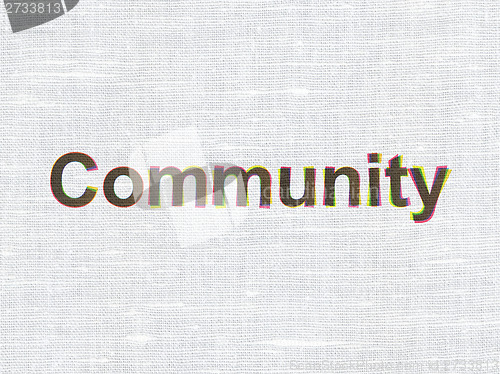 Image of Social media concept: Community on fabric texture background
