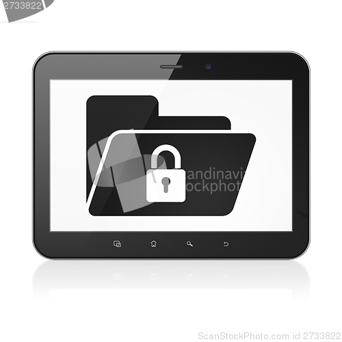 Image of Business concept: Folder With Lock on tablet pc computer