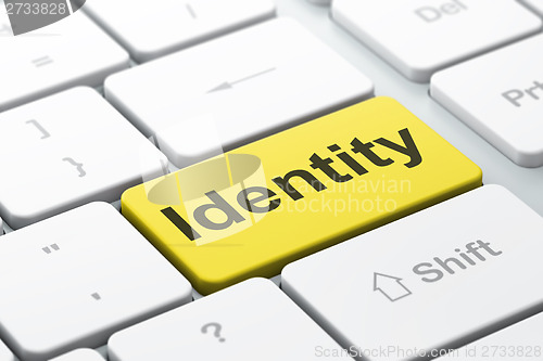 Image of Protection concept: Identity on computer keyboard background