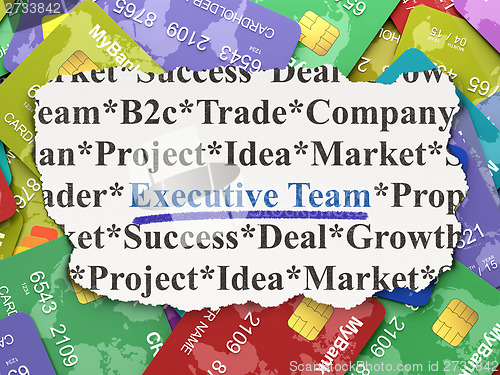 Image of Finance concept: Executive Team on Credit Card background