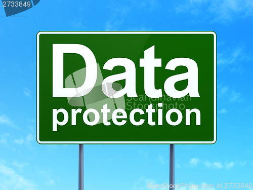 Image of Safety concept: Data Protection on road sign background