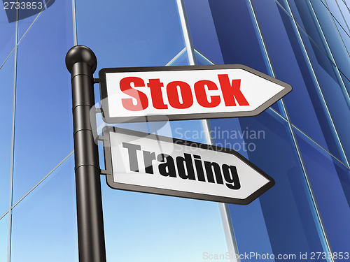 Image of Finance concept: sign Stock Trading on Building background