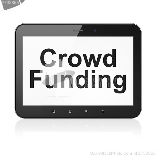 Image of Business concept: Crowd Funding on tablet pc computer