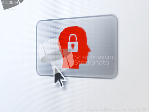Image of Finance concept: Head With Padlock on digital button background