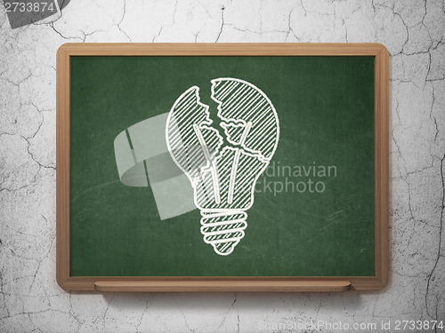 Image of Finance concept: Light Bulb on chalkboard background