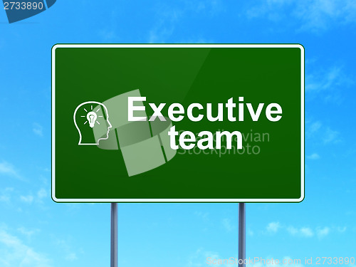 Image of Finance concept: Executive Team and Head With Lightbulb