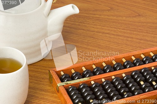 Image of Abacus and chinese tea

