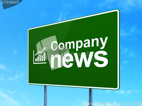Image of Company News and Growth Graph on road sign