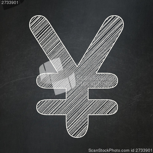 Image of Currency concept: Yen on chalkboard background