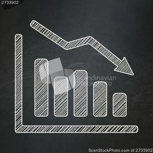 Image of Advertising concept: Decline Graph on chalkboard background
