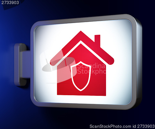 Image of Finance concept: Home on billboard background