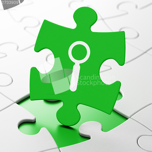 Image of Web development concept: Search on puzzle background