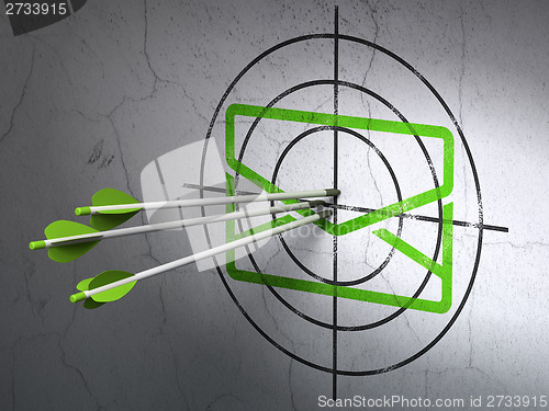 Image of Finance concept: arrows in Email target on wall background