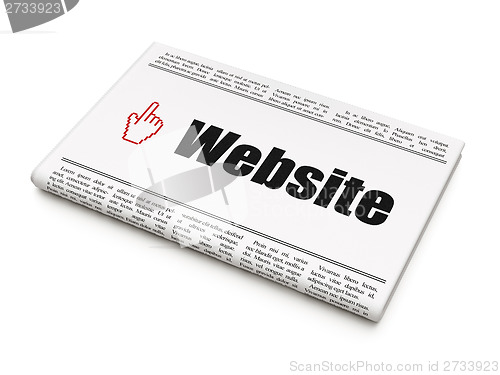 Image of Web design concept: newspaper with Website and Mouse Cursor