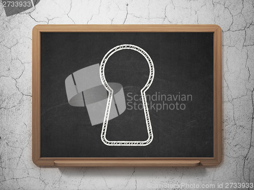 Image of Information concept: Keyhole on chalkboard background