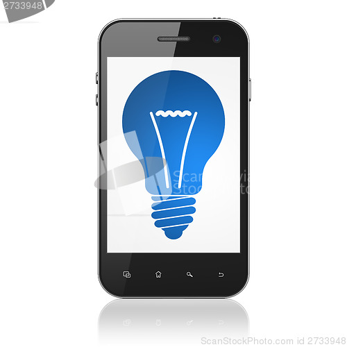 Image of Business concept: Light Bulb on smartphone