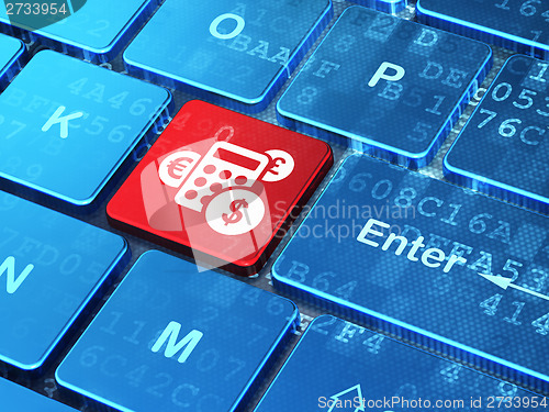 Image of Business concept: Calculator on computer keyboard background