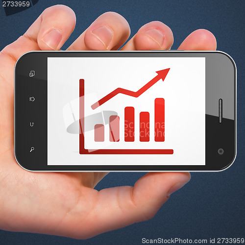 Image of Advertising concept: Growth Graph on smartphone