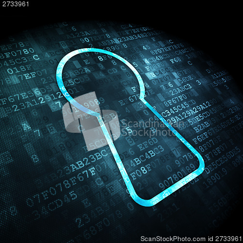 Image of Information concept: Keyhole on digital background