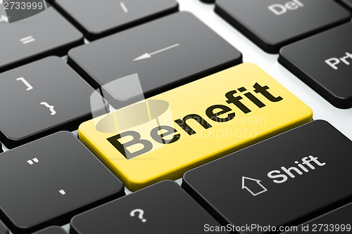 Image of Business concept: Benefit on computer keyboard background