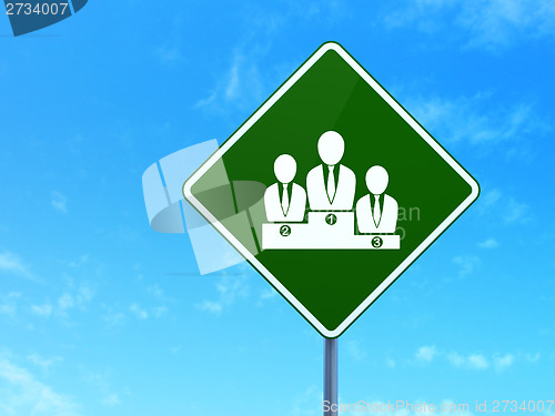 Image of Marketing concept: Business Team on road sign background