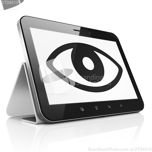 Image of Security concept: Eye on tablet pc computer