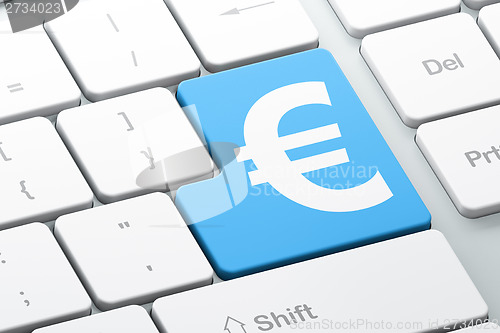 Image of Currency concept: Euro on computer keyboard background