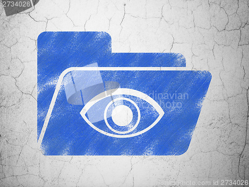 Image of Business concept: Folder With Eye on wall background