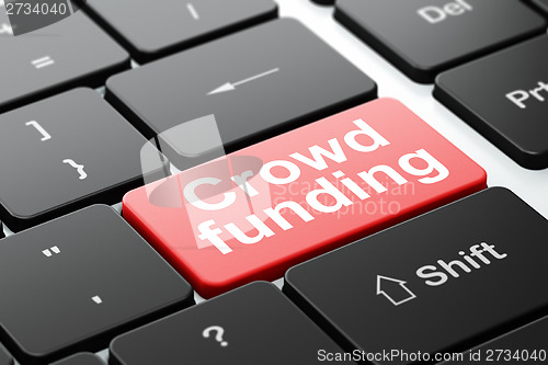 Image of Finance concept: Crowd Funding on computer keyboard background