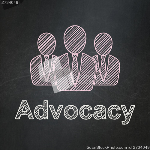 Image of Law concept: Business People and Advocacy on chalkboard background