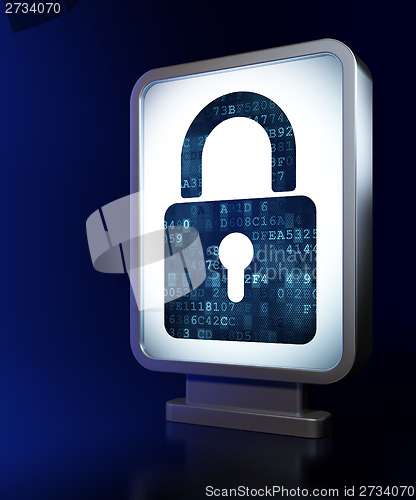 Image of Safety concept: Closed Padlock on billboard background