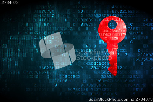Image of Protection concept: Key on digital background