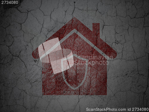 Image of Protection concept: Home on grunge wall background