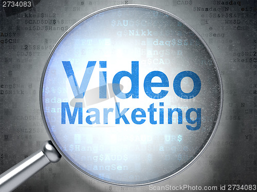 Image of Business concept: Video Marketing with optical glass