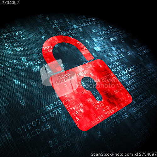 Image of Security concept: Closed Padlock on digital background