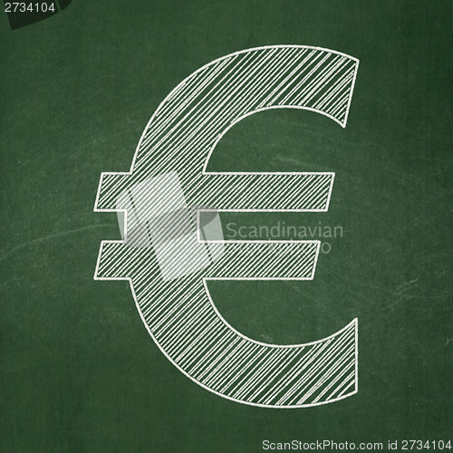 Image of Currency concept: Euro on chalkboard background