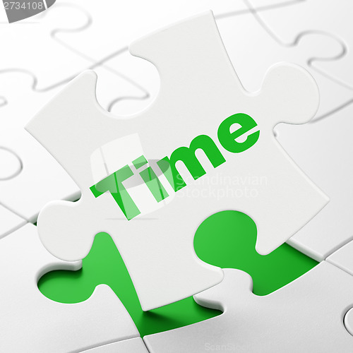 Image of Time concept: Time on puzzle background