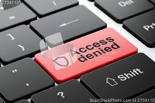 Image of Privacy concept: Contoured Shield and Access Denied on keyboard