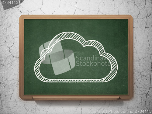 Image of Cloud technology concept: Cloud on chalkboard background