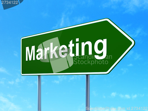 Image of Advertising concept: Marketing on road sign background