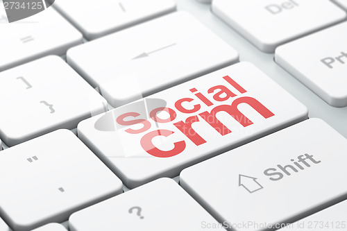 Image of Finance concept: Social CRM on computer keyboard background
