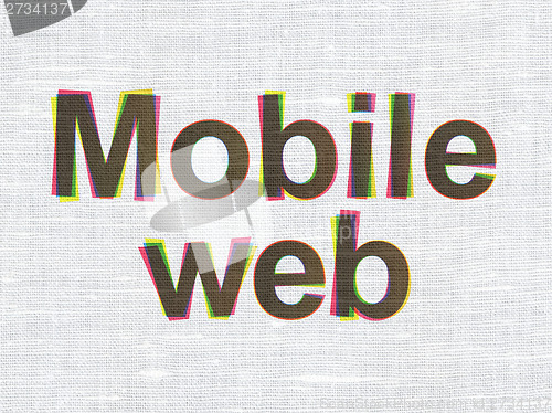 Image of Mobile Web on fabric texture background