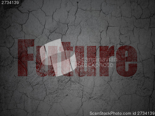 Image of Time concept: Future on grunge wall background